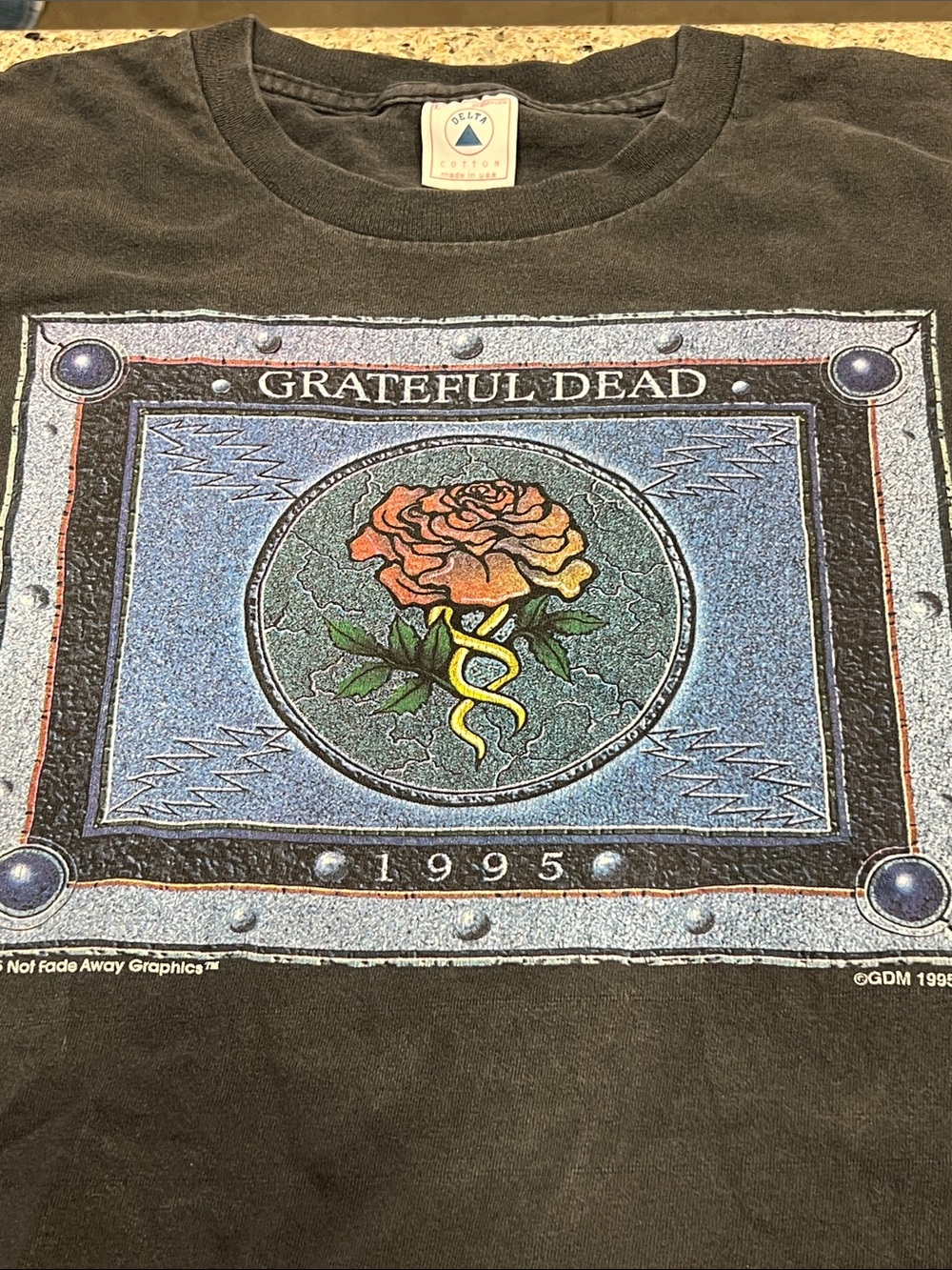 L Grateful Dead Black Tee original 1995 concert shirt delta USA made cotton z21